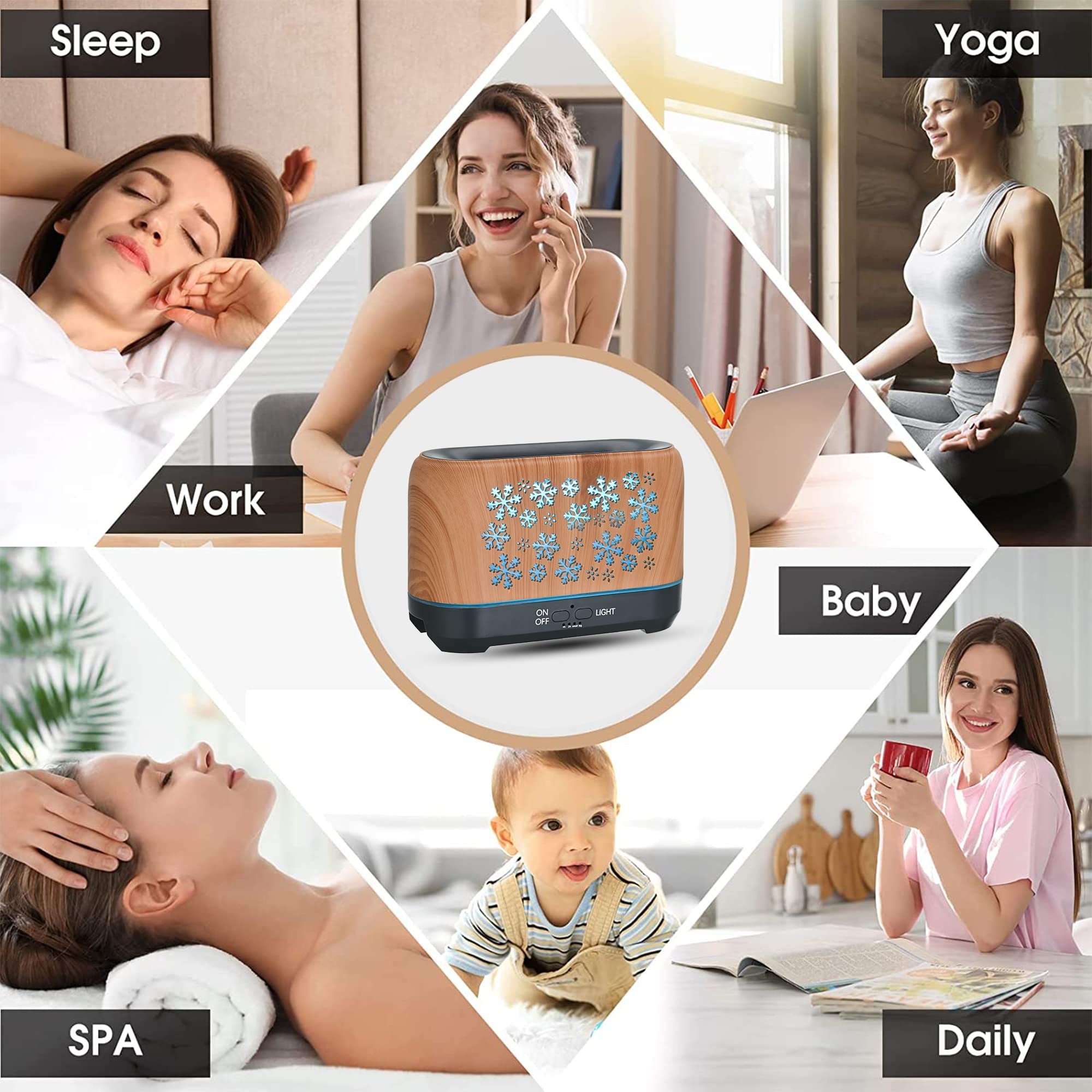 Christmas Snowflake Pattern Humidifier Household Colorful Aromatherapy Humidifier Atmosphere Colorful Diffuser - Bellarte Enchanté Christmas Snowflake Pattern Humidifier Household Colorful Aromatherapy Humidifier Atmosphere Colorful Diffuser